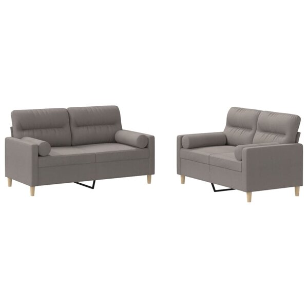 vidaXL Ensemble de canapés 2 Pièces avec coussins taupe tissu