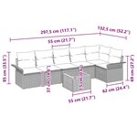 vidaXL Ensemble de canapé de jardin 7 Pièces Noir  Crème 55 x 55 x 37 cm
