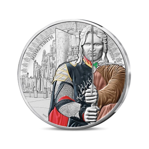 Le Seigneur des Anneaux Monnaie de 50€ Argent Aragorn et Minas Tirith