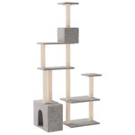 vidaXL Arbre à chat avec poteaux à griffer en sisal Gris clair