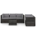 vidaXL Salon de jardin 6 Pièces avec coussins Bois imprégné de gris