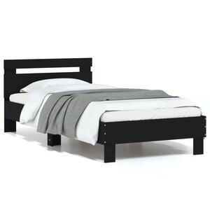 vidaXL Cadre de lit sans matelas avec tête de lit noir 90x200 cm