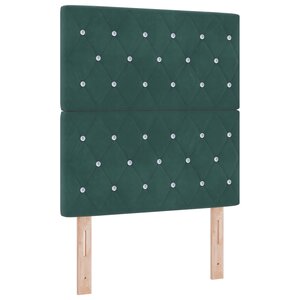 Lit avec sommier à ressorts  matelas et LED vert foncé 80x200 cm en velours