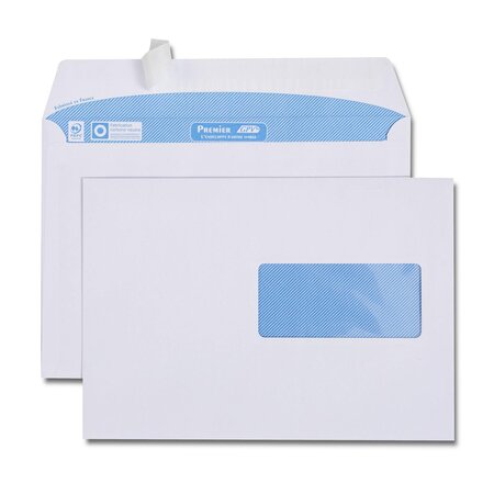 Boîte de 500 enveloppes blanches c5 162x229 90 g/m² fenêtre 45x100 gpv