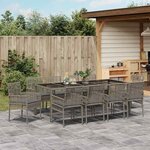 vidaXL Ensemble de salle à manger pour jardin 11 Pièces Gris Poly rotin