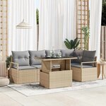 vidaXL Ensemble de canapé de jardin 6 Pièces Beige Poly rotin