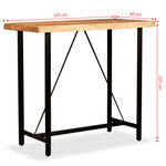 vidaXL Table de bar Bois massif d'acacia 120x60x107 cm