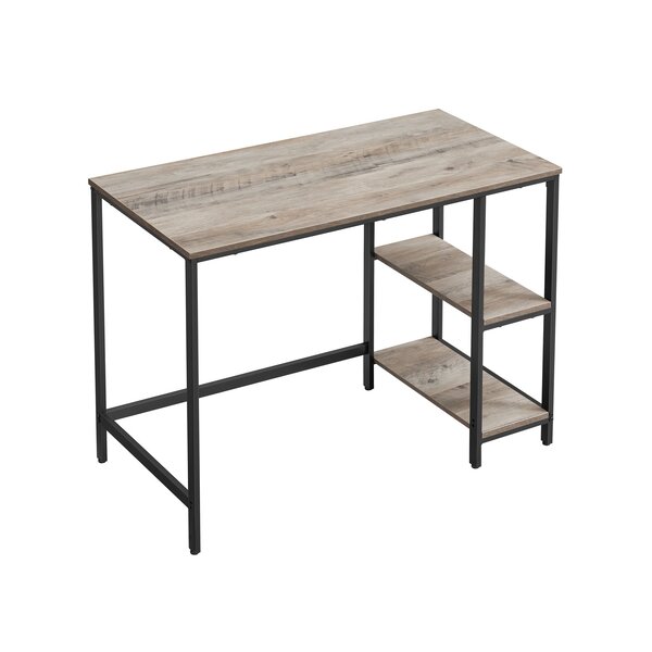 Bureau table informatique table d’étude avec étagère à 2 niveaux à gauche ou à droite pour bureau salon cadre en métal style industriel gris 12_0004663