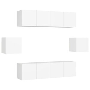 vidaXL Ensemble de meubles TV 6 Pièces Blanc Bois d'ingénierie