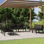 vidaXL Salon de jardin 6 Pièces avec coussins Aluminium Anthracite