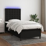 vidaXL Sommier à lattes de lit avec matelas et LED Noir 80x200cm Tissu
