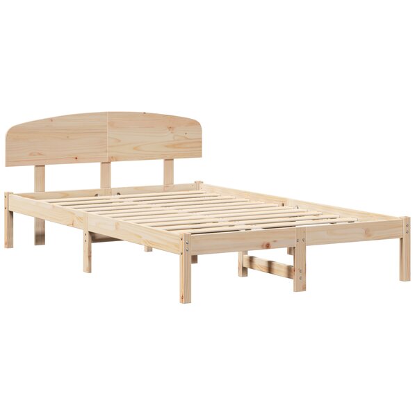 vidaXL Cadre de lit avec tête de lit 135x190 cm en bois massif de pin