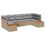 vidaXL Ensemble de 7 pièces de canapés de jardin avec coussins en beige et rattan acacia