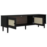 vidaXL Meuble TV SENJA aspect rotin noir 158x40x49cm bois massif pin