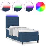 vidaXL Lit à ressorts avec matelas et LED bleues 90x190 cm en tissu