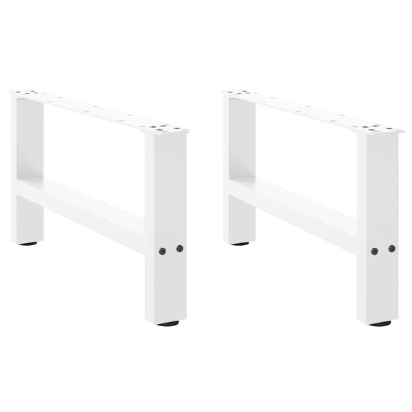 vidaXL Pieds de table basse Blanc 2 pièces 70 x (30-31) cm Acier