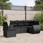 vidaXL Salon de jardin 5 Pièces avec coussins noir résine tressée