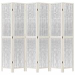 vidaXL Cloison de séparation 6 panneaux blanc bois de paulownia massif