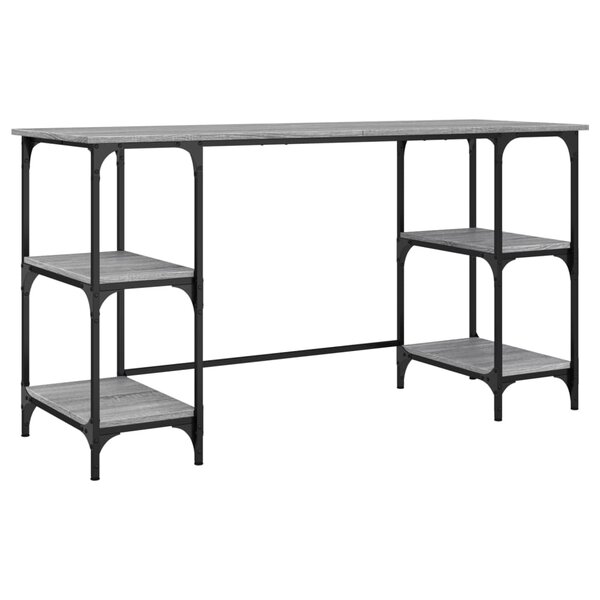 vidaXL Bureau sonoma gris 140x50x75 cm métal et bois d'ingénierie