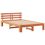 vidaXL Cadre de Lit en Bois de Pin Brun ciré Bois massif 135 x 190 cm
