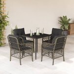 vidaXL Ensemble à manger de jardin 5 Pièces coussins gris résine tressée