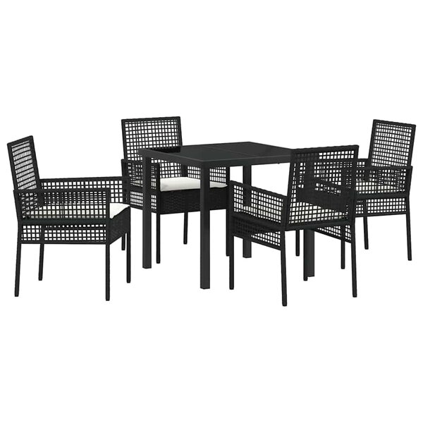 vidaXL Ensemble de salle à manger pour jardin 5 Pièces Noir polyrotin