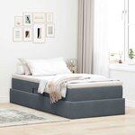 vidaXL Lit avec rangement et matelas Gris foncé 100 x 200 cm Velours