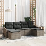 vidaXL Ensemble de canapé de jardin 6 pièces avec coussins gris en rotin synthétique