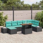 vidaXL Ensemble de canapé de jardin 8 Pièces Noir Poly rotin