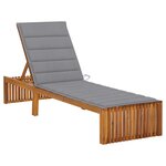 vidaXL Chaise longue avec coussin Bois d'acacia solide