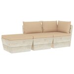 vidaXL Salon de jardin palette 3 Pièces avec coussins Épicéa imprégné