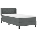 vidaXL Lit à ressorts avec matelas gris foncé - 90 x 200 cm  tissu
