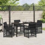 vidaXL Ensemble de salle à manger pour jardin 5 Pièces Noir polyrotin