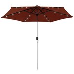 vidaXL Parasol de jardin et lumières LED mât en aluminium terre cuite