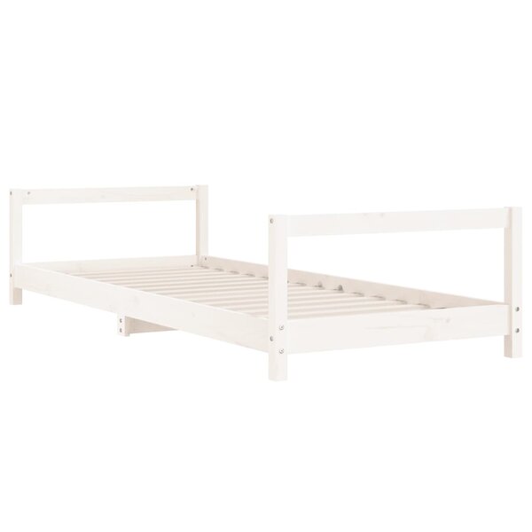 Cadre De Lit Enfant Blanc 90x190 Cm En Pin Massif - Design Sobre Et Sécurisé Pour Chambre D'enfant