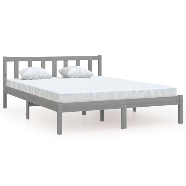 vidaXL Cadre de lit sans matelas gris bois de pin massif