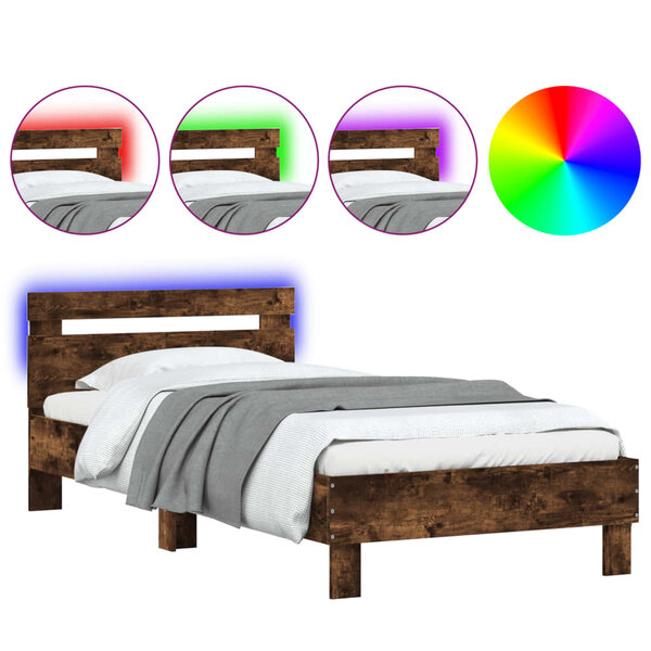 vidaXL Cadre de lit sans matelas avec lumières LED 100x200 cm