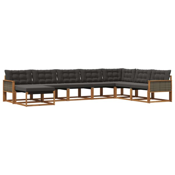 vidaXL Ensemble de canapés d'extérieur 8 pc Naturel et noir