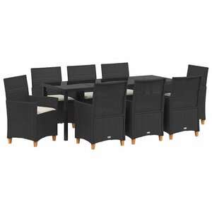 vidaXL Ensemble de salle à manger pour jardin 9 Pièces Noir polyrotin