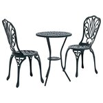vidaXL Ensemble bistro de jardin 3 pc Vert Aluminium