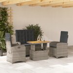 vidaXL Ensemble à manger jardin 4Pièces et coussins Gris Résine tressée