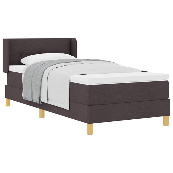 vidaXL Lit à ressorts avec matelas Marron foncé 200 x 100 cm Polyester