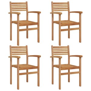 vidaXL Chaise 4 pc Marron Bois de teck massif
