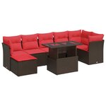 vidaXL Salon de jardin avec coussins 7Pièces marron résine tressée acacia