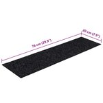 vidaXL Tapis d'escalier autocollants 30 pièces 76 x 20 cm Noir Rectangulaire