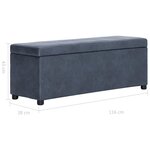 vidaXL Banc avec compartiment de rangement 116 cm Gris Similicuir daim