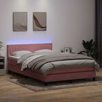 vidaXL Sommier à lattes de lit avec matelas et LED rose 140x210 cm velours