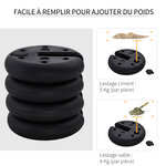 Lot de 4 poids de lestage rond pour tonnelle barnum tente dim. Ø 25 x 6H cm HDPE noir