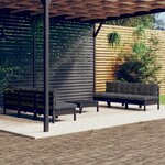 vidaXL Salon de jardin 7 Pièces avec coussins anthracite Bois de pin