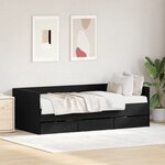 vidaXL Lit réversible Chêne noir Bois d'ingénierie 90 x 200 cm Durable